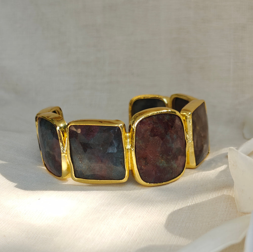 Faceted Bloodstone Statement Cuff