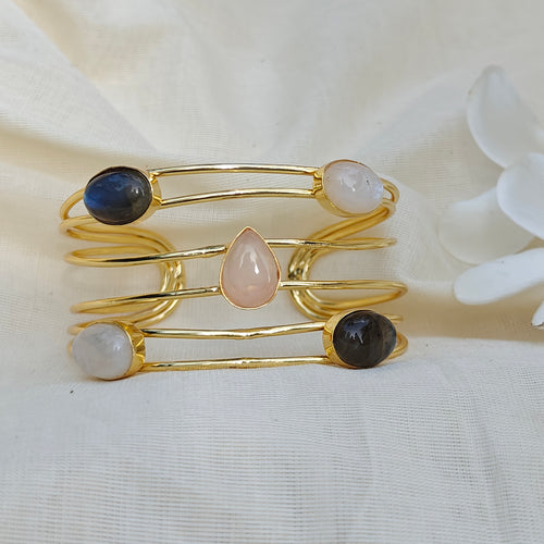 Moonlit Stack-in-One Gemstone Cuff bracelet