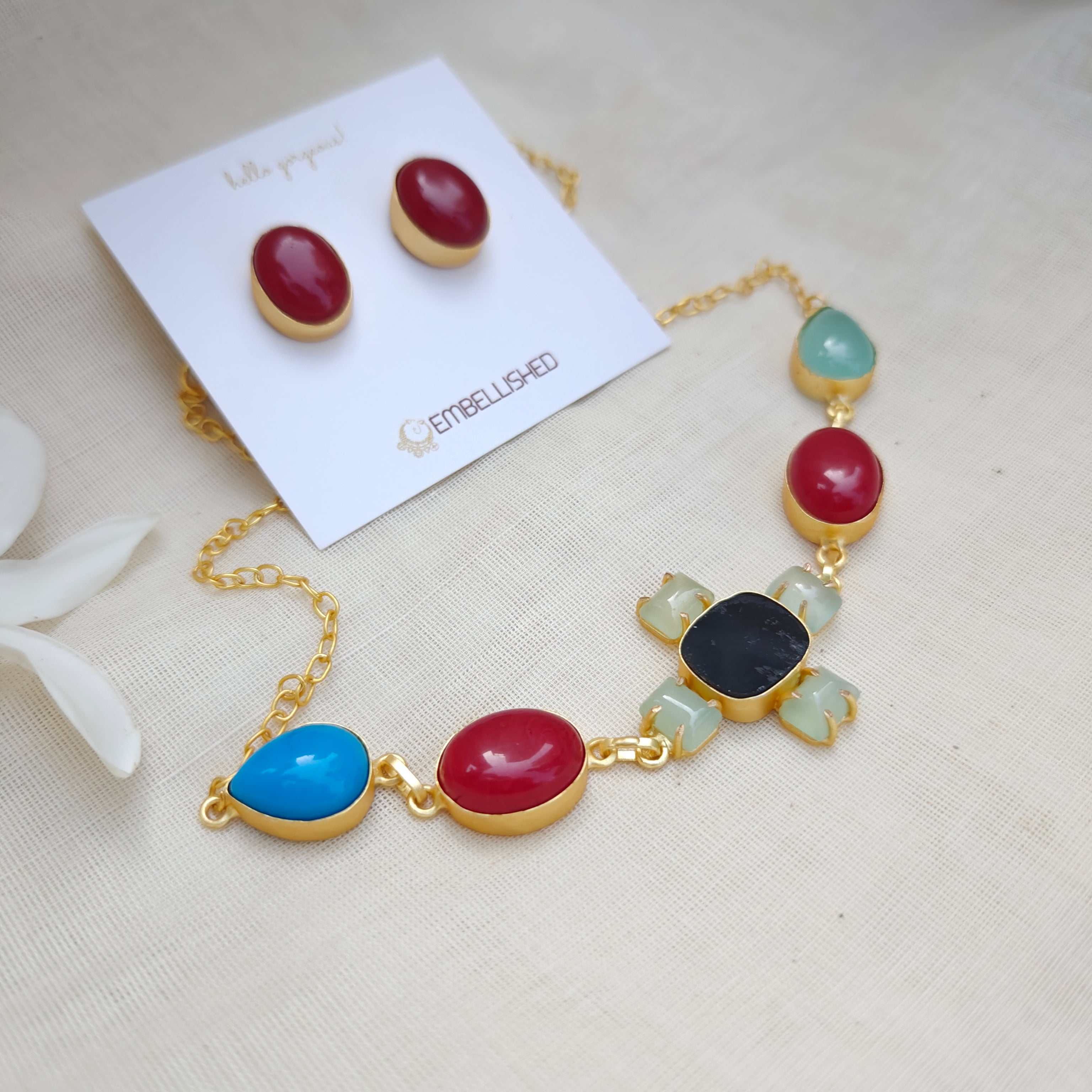 Dainty Boho Choker and Stud set