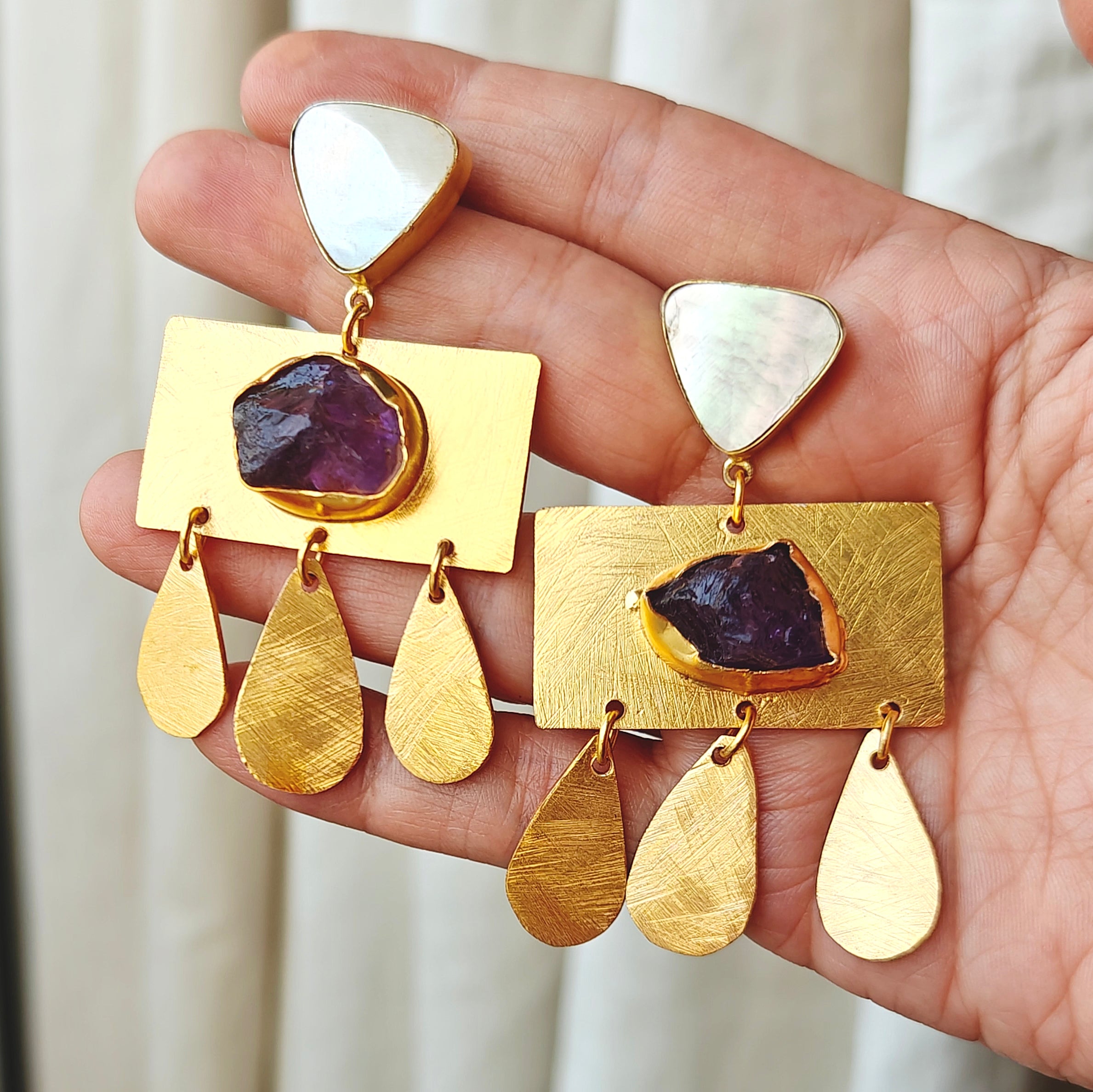 Boho Luxe MOP and Amethyst Chandelier