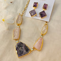 Ethereal Raw Stone Princess necklace and Drop Earring Set