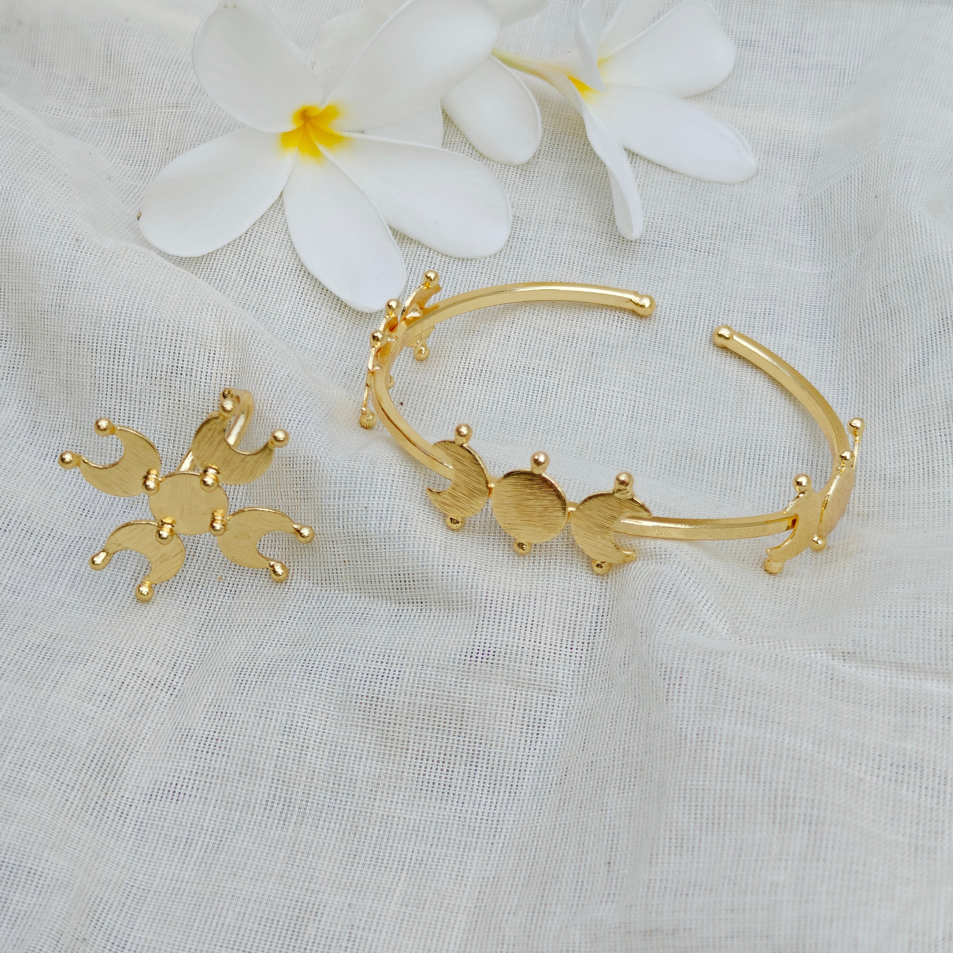 Celestial Textured Bangle and Statement Ring Set