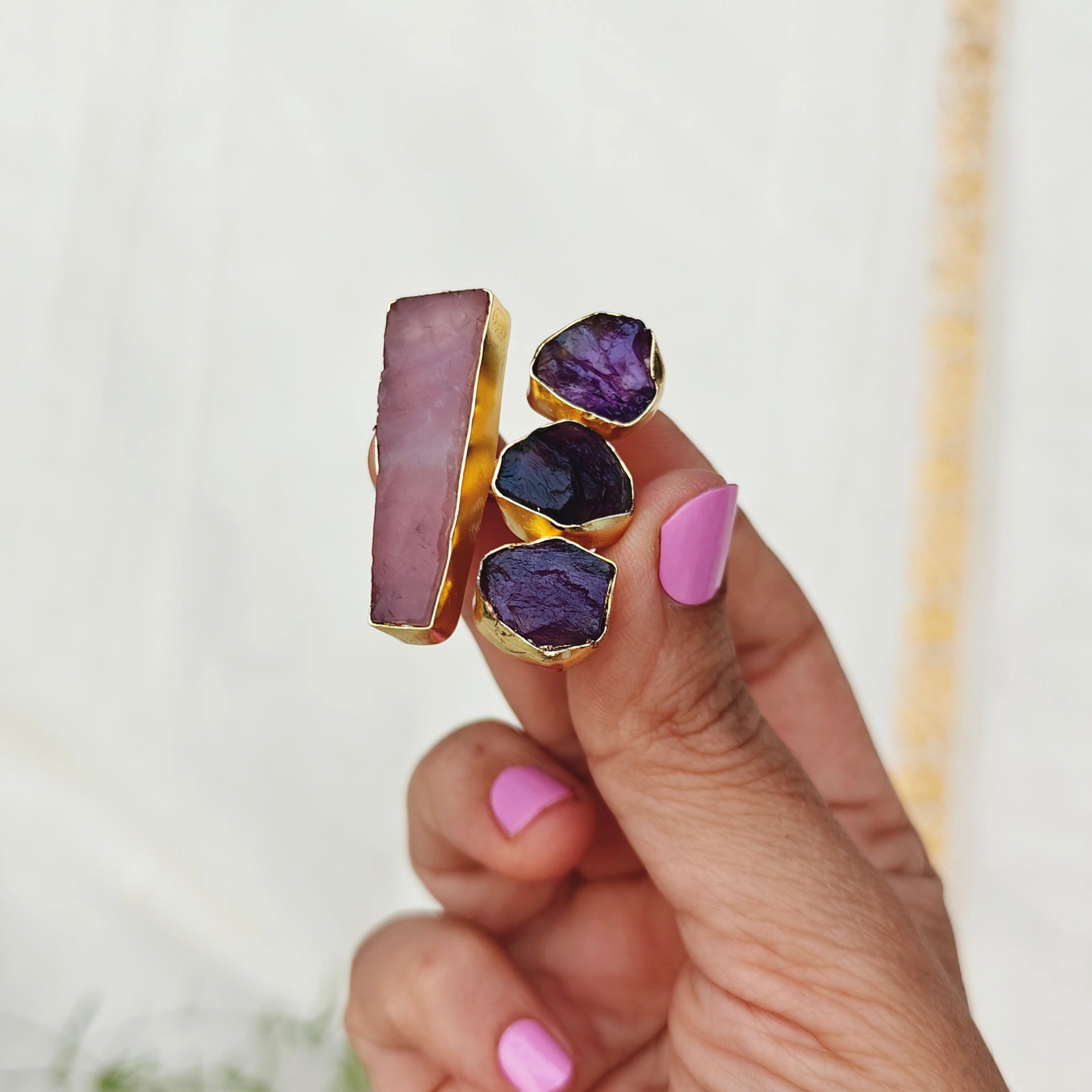 Purple Aura Raw Stone Ring