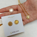 Golden Snowflake Necklace, Studs and Ring Set
