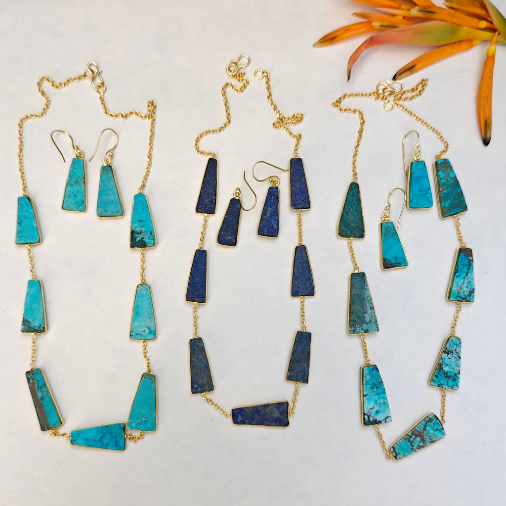 Earthy Trapezoid Stone Necklace Set