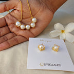 Crescent Pearl Pendant Necklace Set