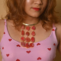 Red Agate Slice Cascade Collar Necklace
