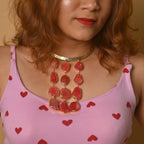 Red Agate Slice Cascade Collar Necklace