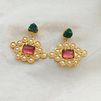 Large Bohemian studded drop earrings
