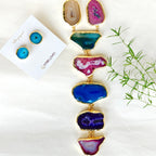 Multi-colored Geode Cascade Tie necklace set