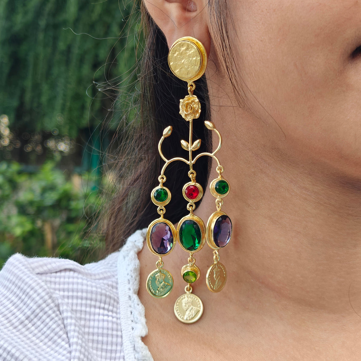 Regal Garden Statement Chandelier Earrings
