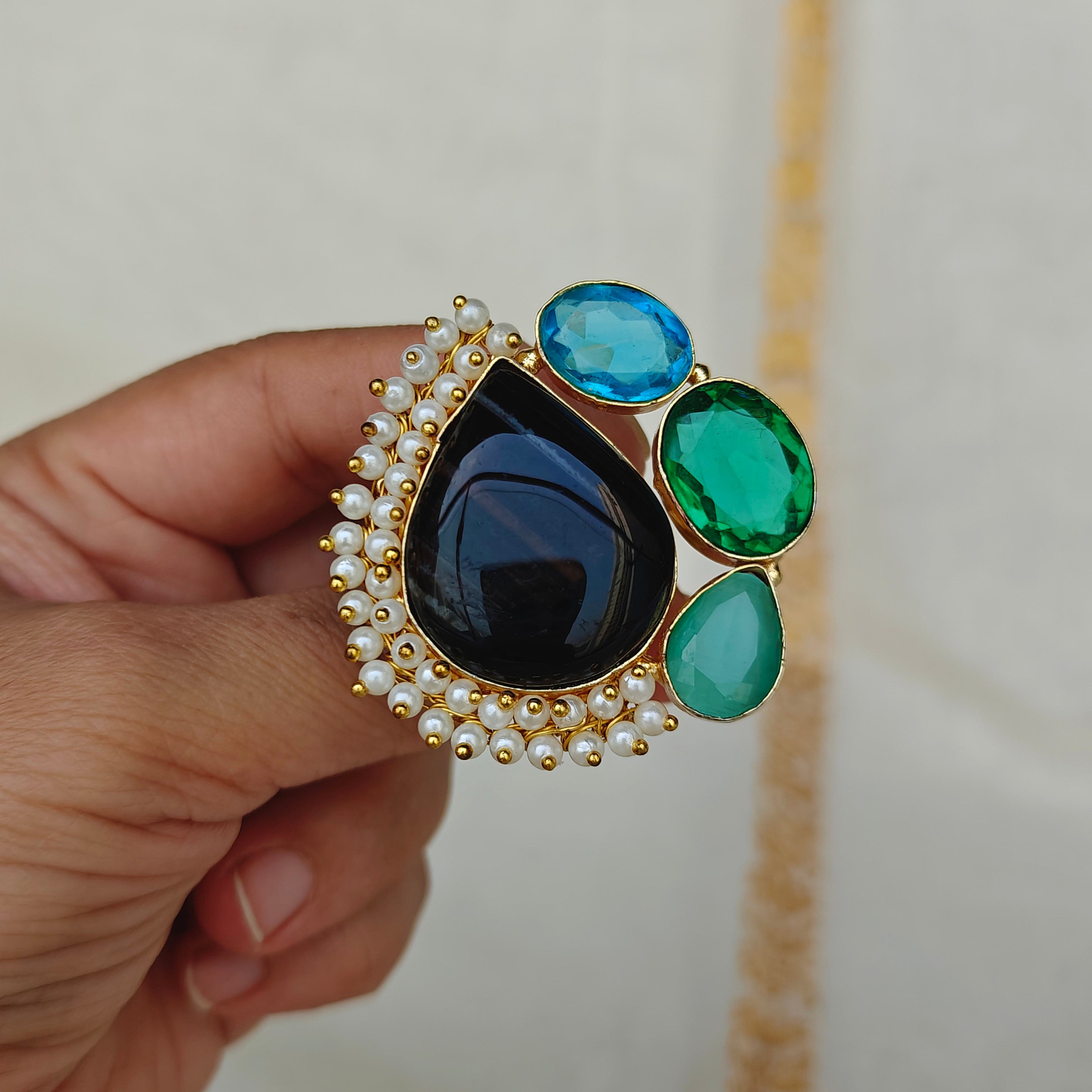 Kaleido Luxe Multi-Stone Ring - black