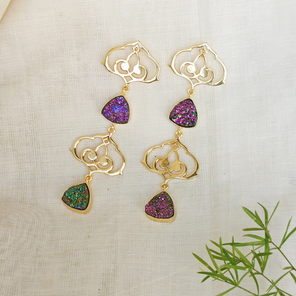 Amira Filigree & Titanium Druzy Drops