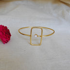 Slim Square and Pearl open bangle