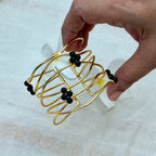 Black Cluster Gold Cuff Bracelet