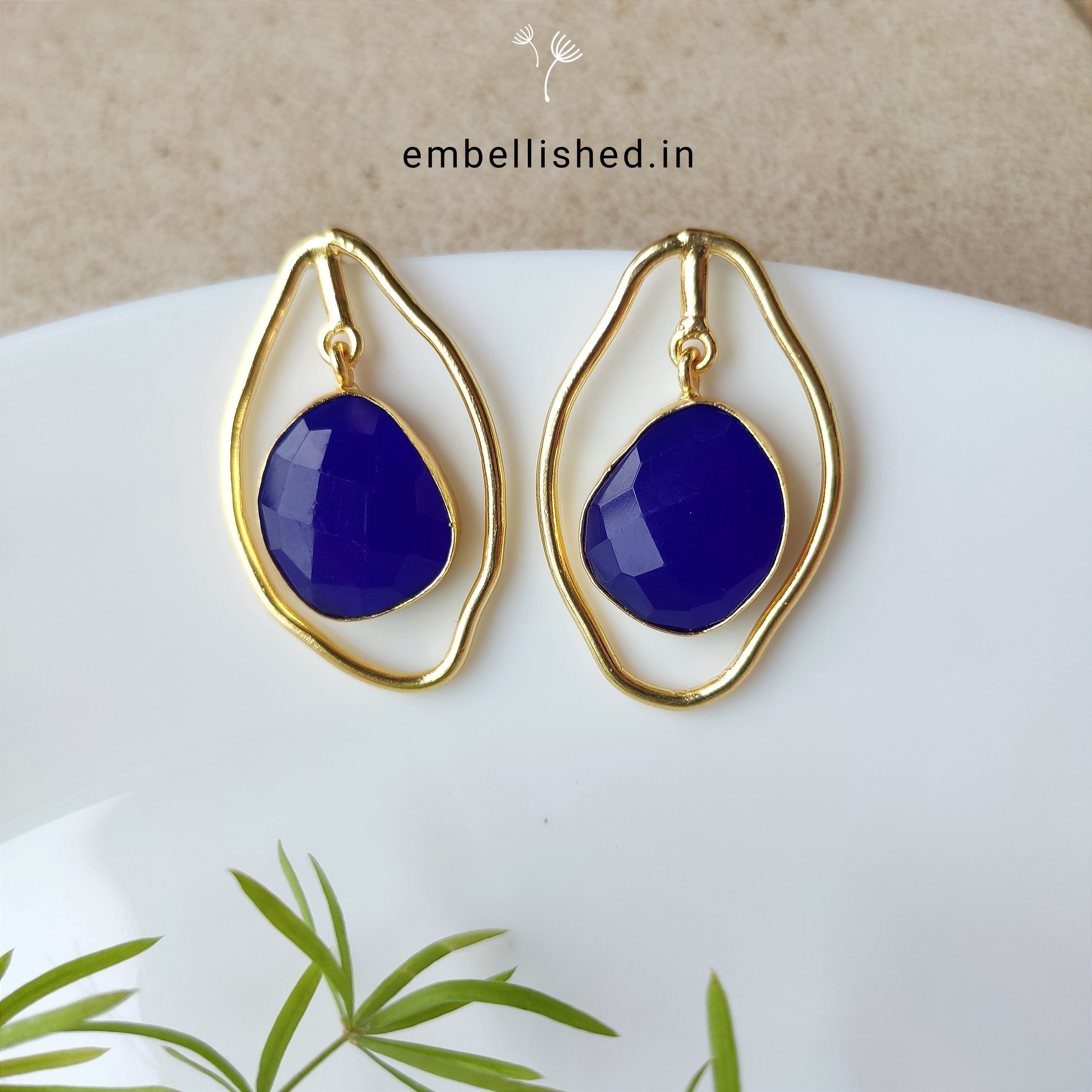 Free form large blue loop studs