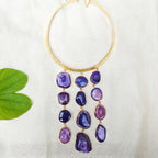 Purple Agate Slice Cascade Collar Necklace