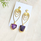 Raw Amethyst Spiral Drop Earrings