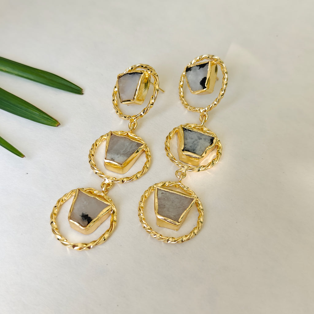Aurelia Triple-Drop Moonstone Earrings