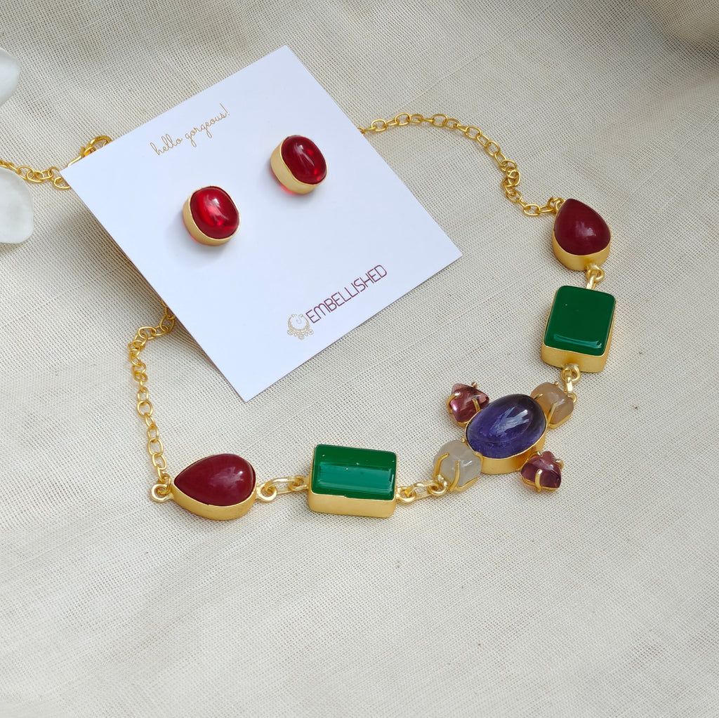 Dainty Boho Choker and Stud set