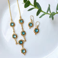 Cyan sparkle princess necklace set
