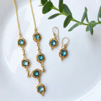 Cyan sparkle princess necklace set