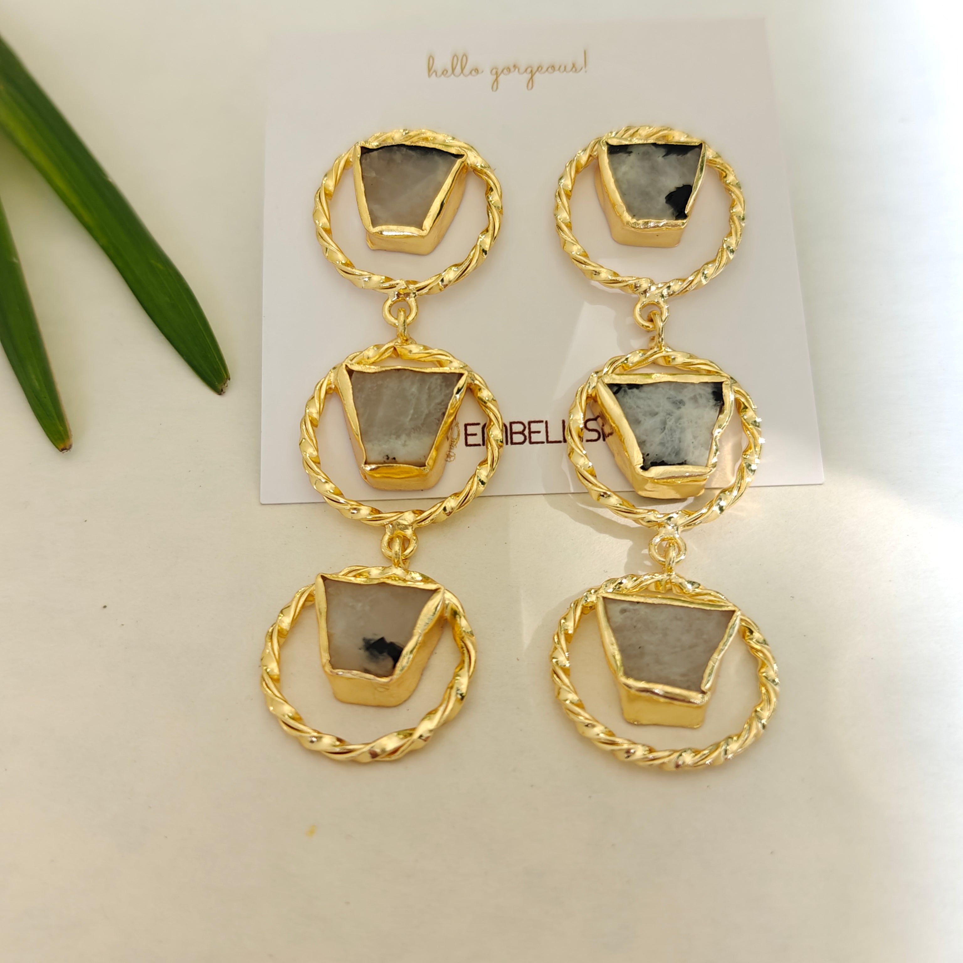 Aurelia Triple-Drop Moonstone Earrings