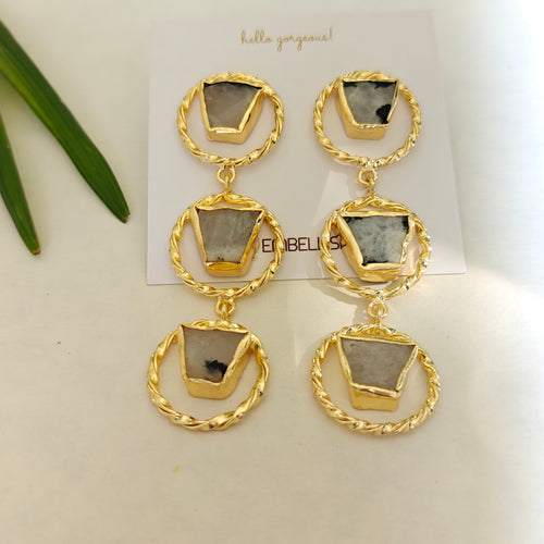 Aurelia Triple-Drop Moonstone Earrings