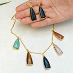 Multi Gemstone Charms Chain Necklace set