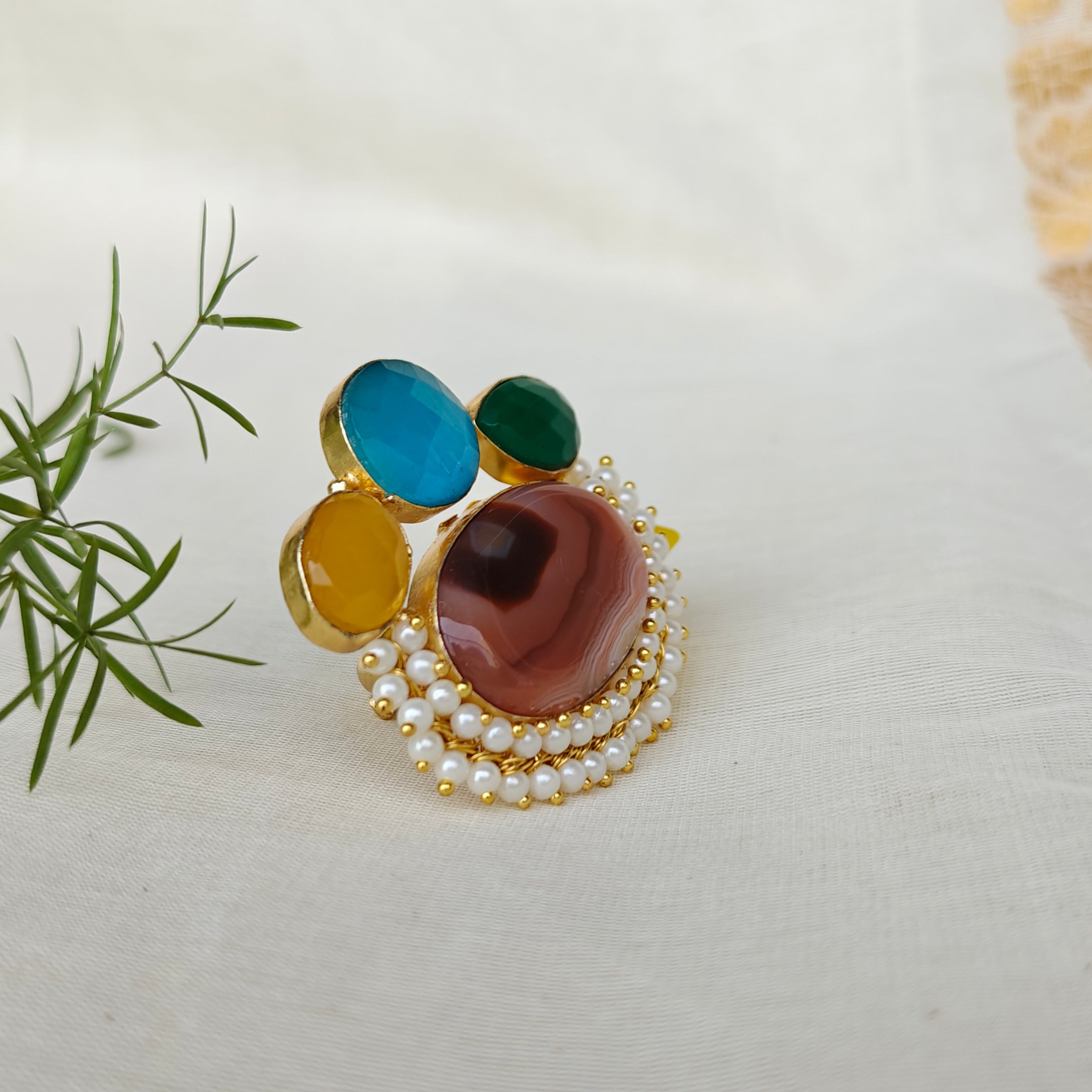 Kaleido Luxe Multi-Stone Ring - brown