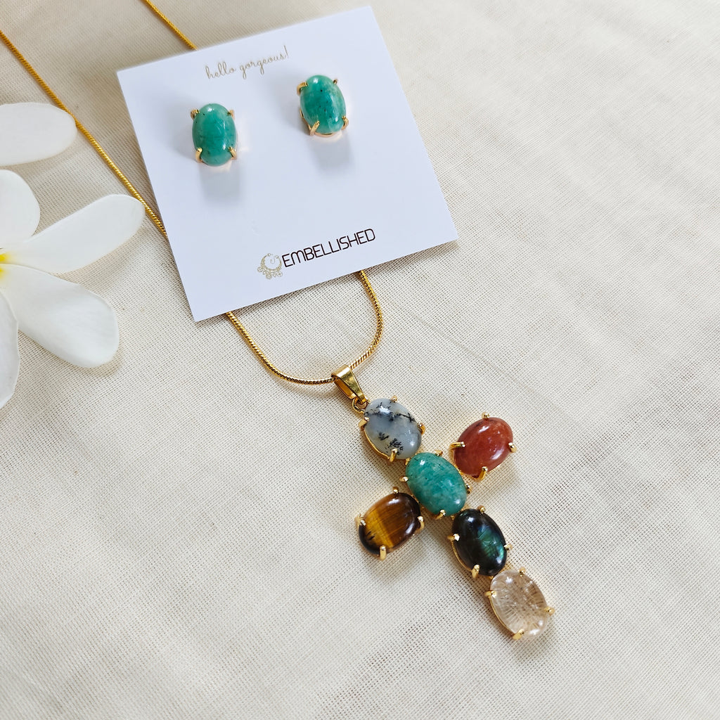Mystic Gemstone Mosaic Necklace Set