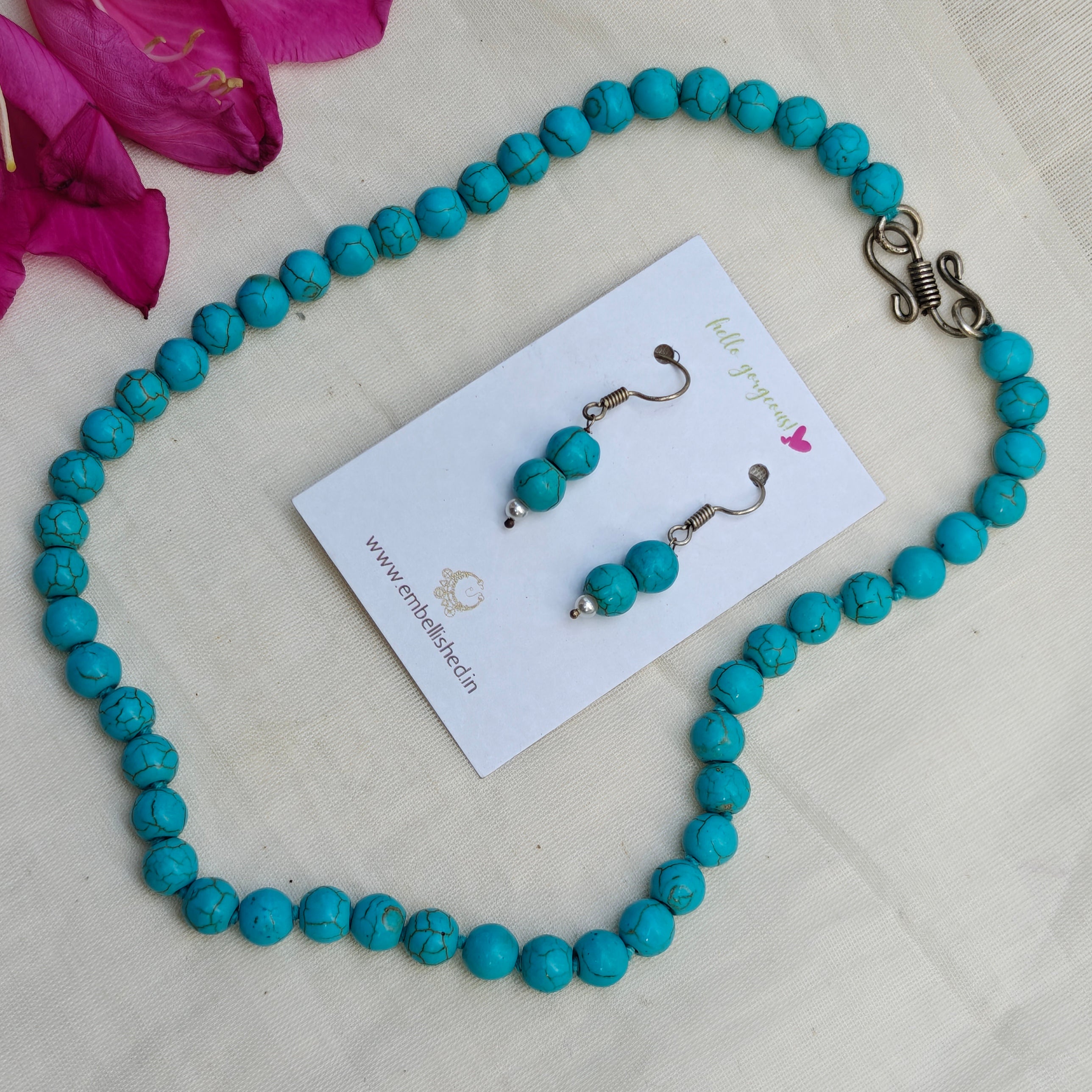 Natural stones beaded necklace and danglers