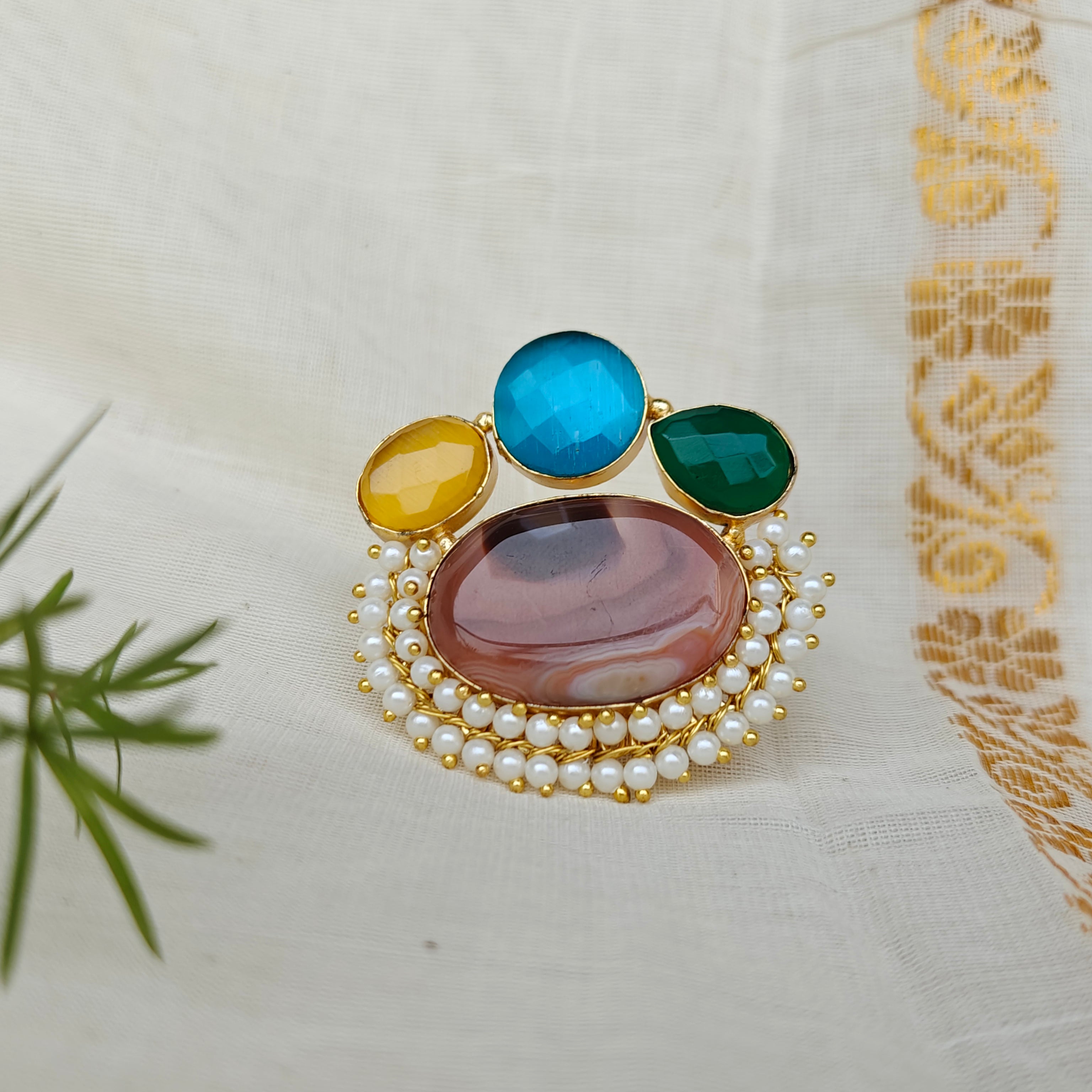 Kaleido Luxe Multi-Stone Ring - brown