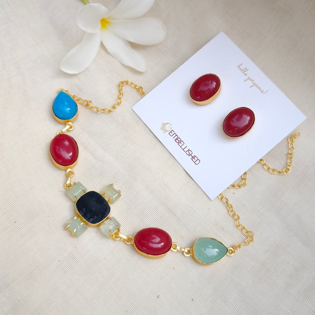 Dainty Boho Choker and Stud set