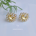 92.5 Sterling Silver Crystal Polki chandramukhi studs - Gold