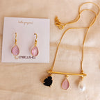 Bar pendant chain set with assorted stones