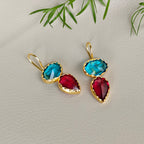 Sparkle Two Stones Drop Hooks - blue red