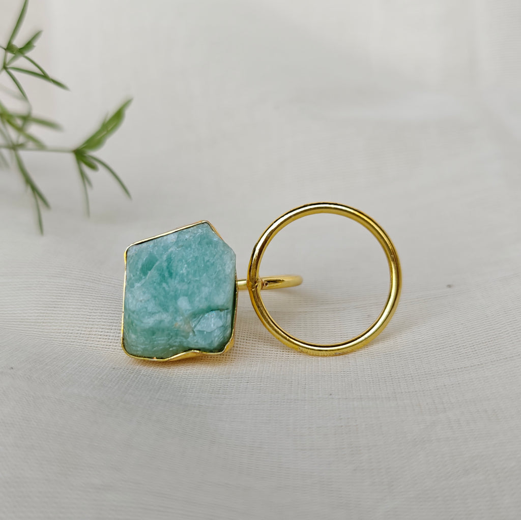 Amazonite Circle Two Finger ring