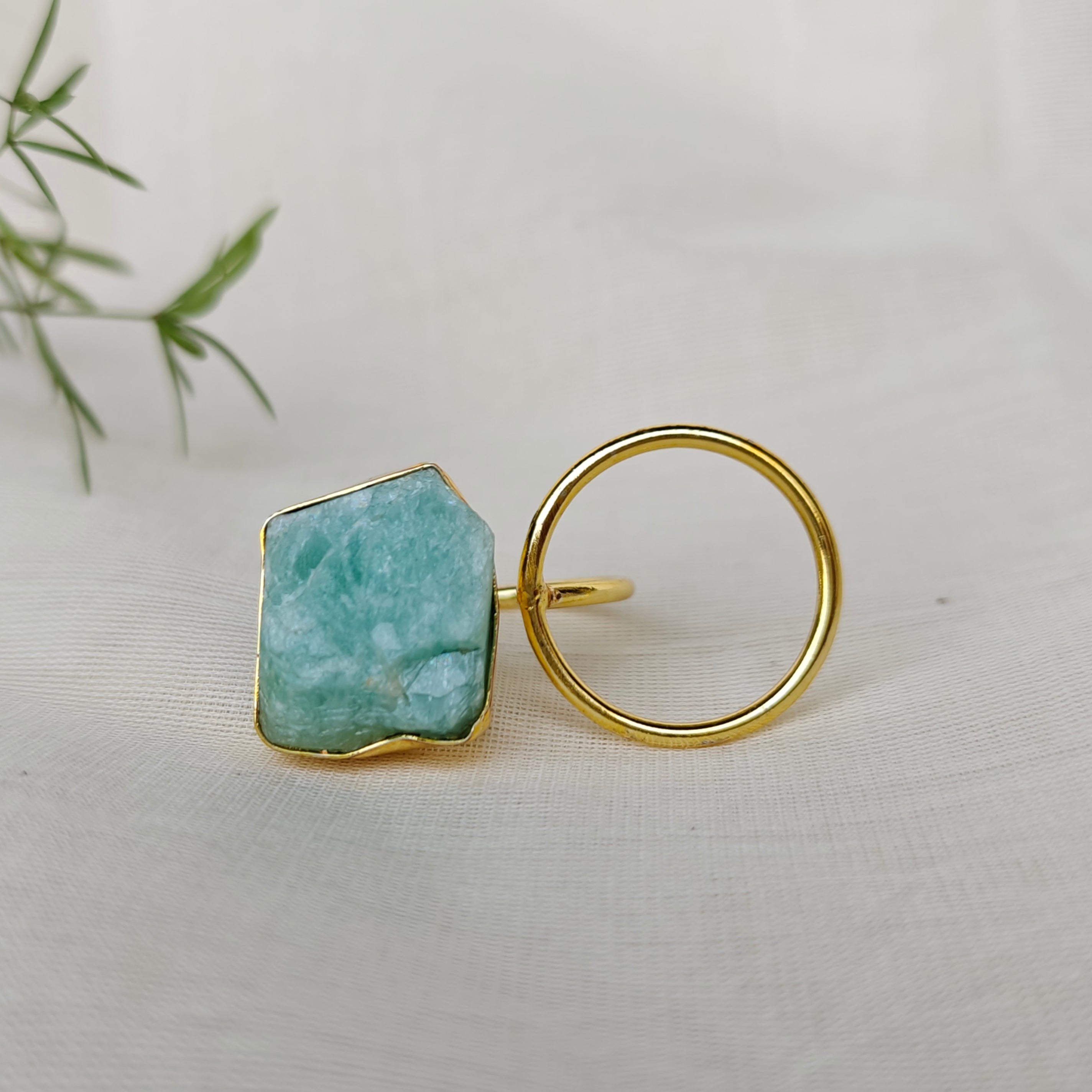 Amazonite Circle Two Finger ring