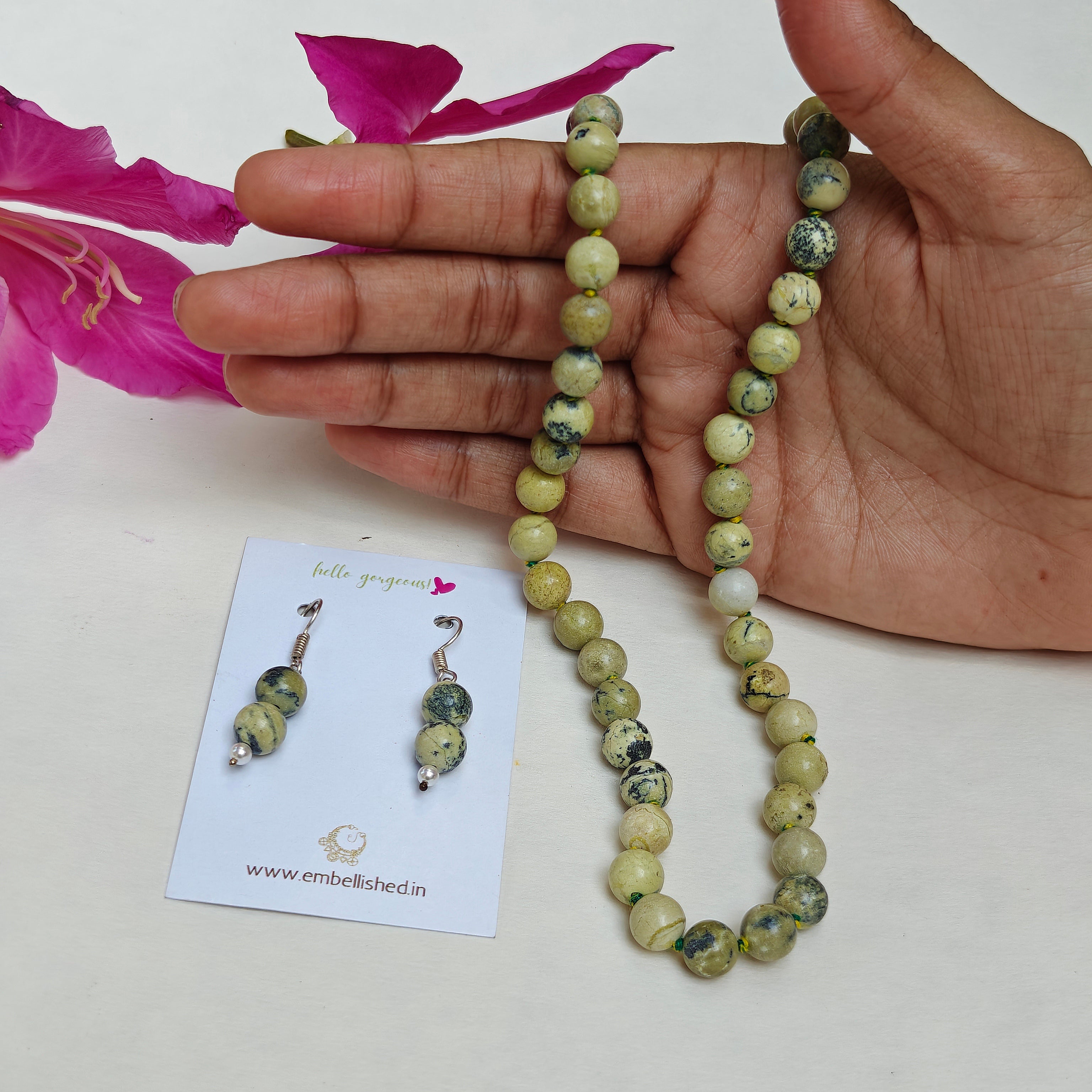 Natural stones beaded necklace and danglers