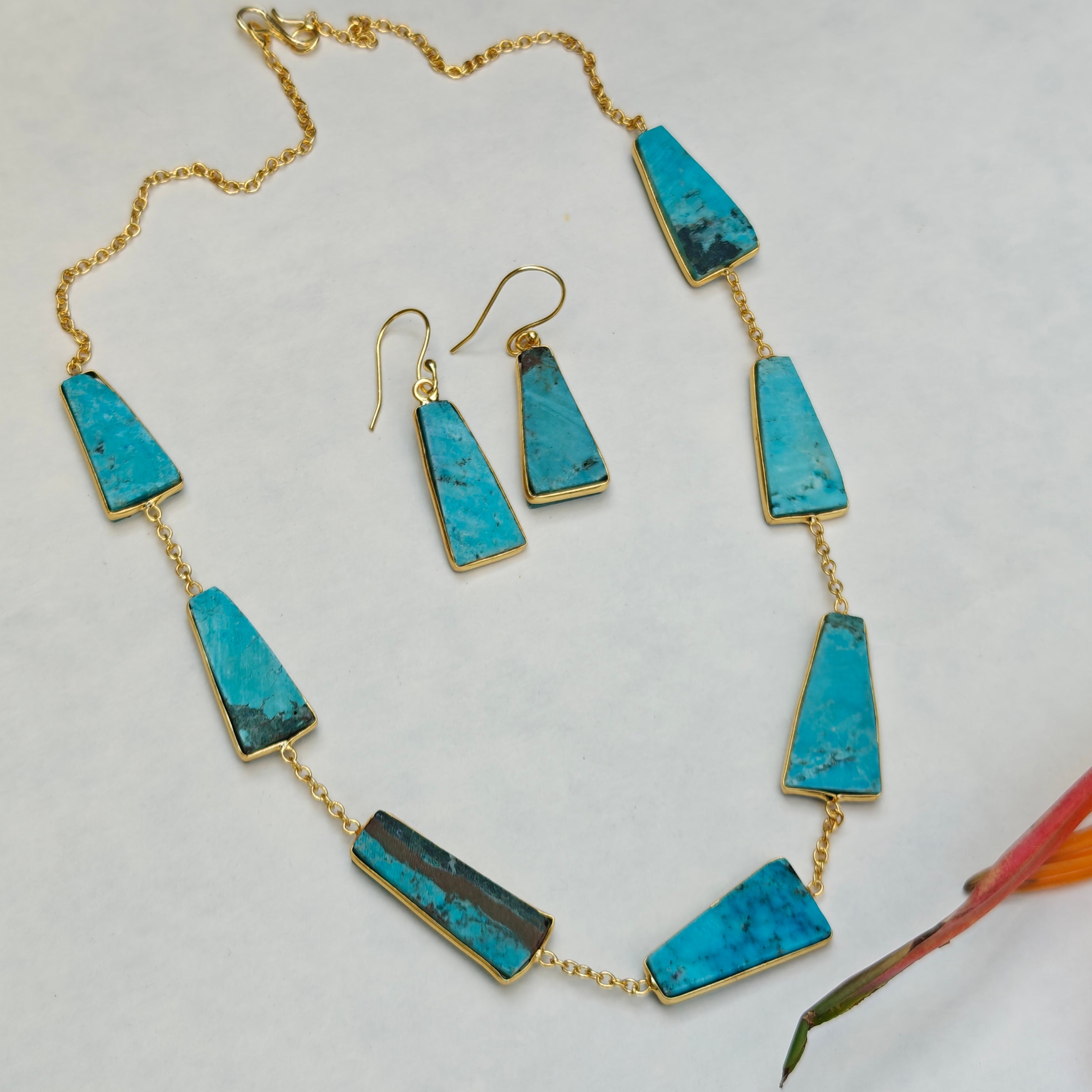 Earthy Trapezoid Stone Necklace Set