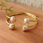 Twin Pearl Bloom Open Bangle