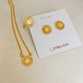 Golden Snowflake Necklace, Studs and Ring Set