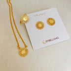 Golden Snowflake Necklace, Studs and Ring Set
