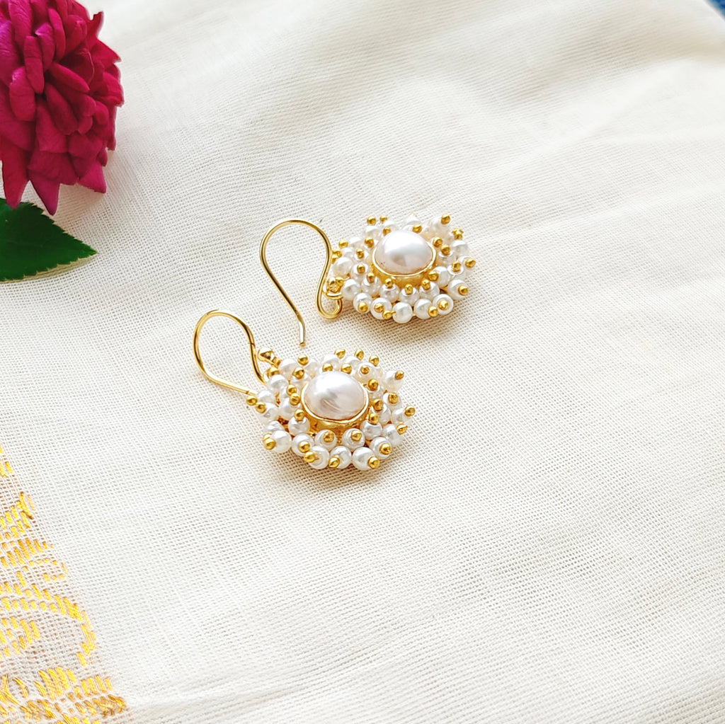 White freshwater pearl cluster small danglers