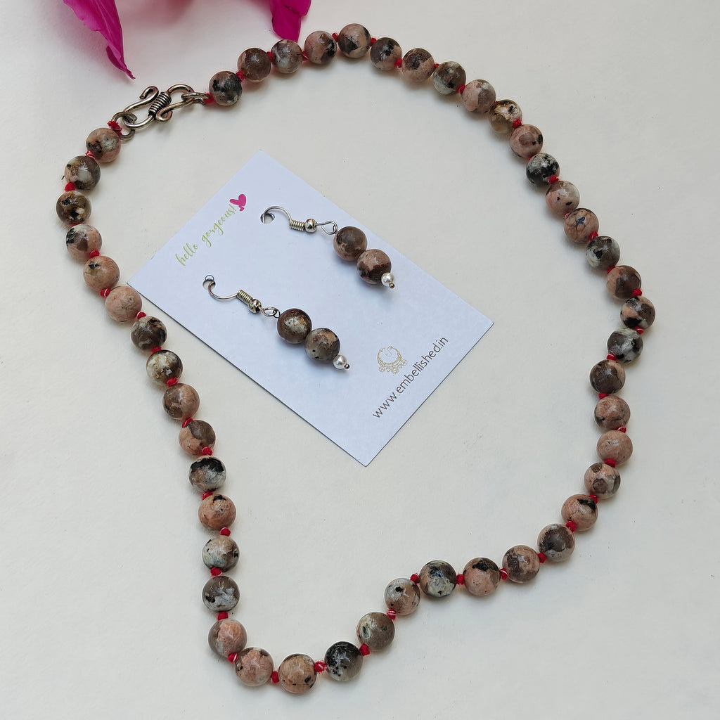Natural stones beaded necklace and danglers