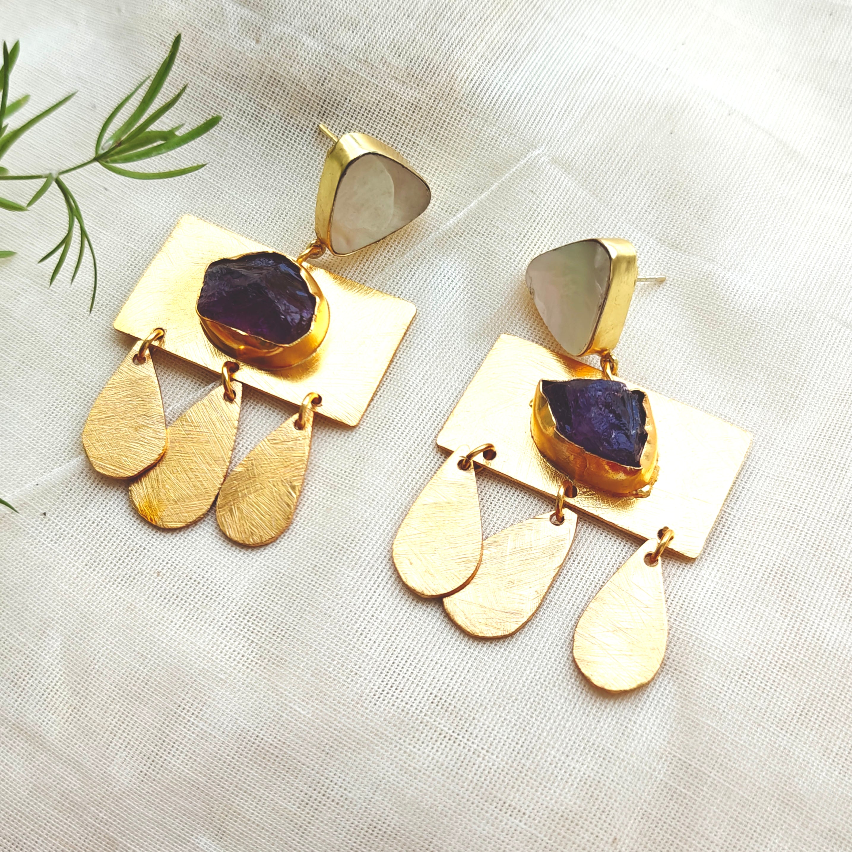 Boho Luxe MOP and Amethyst Chandelier