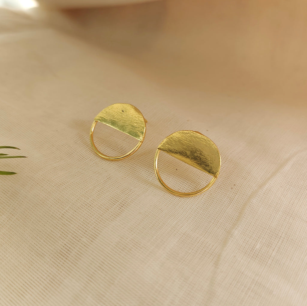 Half-Moon Brushed Gold studs