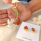 Earth and Fire Raw Gemstone Pendant necklace set