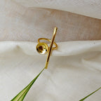 Golden Stick and Disc finger ring